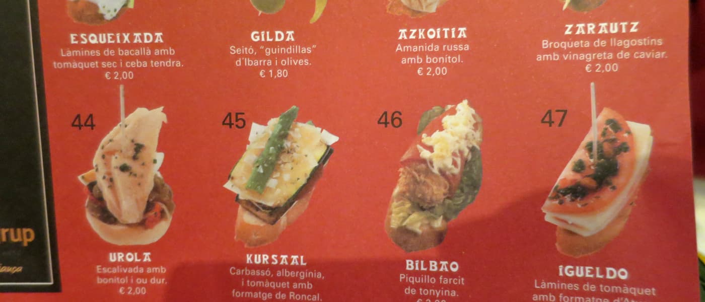 スペインのバルセロナでピンチョスが美味しいレストランのチャペラでのランチとシーフードレストランのエル・カングレホ・ロコでのディナーの料理についての旅行記レビューブログです